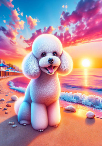 Poodle White - Best of Breed DCR Summer Sunset Outdoor House and Garden Flag