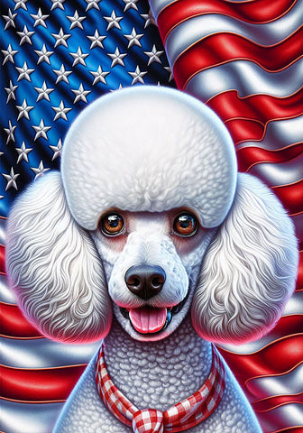 Poodle White - Best of Breed DCR Patriotic III   Outdoor House and Garden Flag