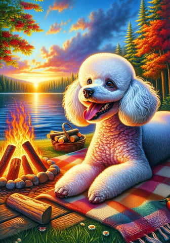 Poodle White - Best of Breed DCR Summer Camping   Outdoor House and Garden Flag