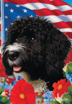 Portuguese Water Dog Black -  Best of Breed  Patriotic I All-American Outdoor House and Garden Flag