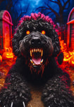 Portuguese Water Dog Black - Best of Breed DCR Halloween Outdoor House and Garden Flag