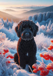 Portuguese Water Dog Black - Best of Breed DCR Winter Berries Outdoor House and Garden Flag