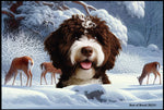 Portuguese Water Dog Brown -  Best of Breed Winter Wonderland Floor Mat Tufted Loop 18" x 27"