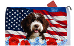 Portuguese Water Dog Brown -  Best of Breed Patriotic Mailbox Cover Hi-Grade Vinyl 6" x 19"