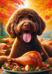 Portuguese Water Dog Brown - Best of Breed DCR Thanksgiving Outdoor House and Garden Flag