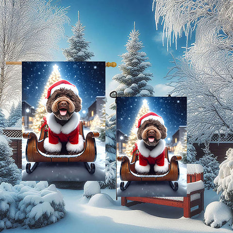 Portuguese Water Dog Brown - Best of Breed DCR Christmas Outdoor House and Garden Flag