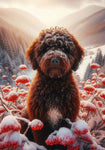 Portuguese Water Dog Brown - Best of Breed DCR Winter Berries Outdoor House and Garden Flag