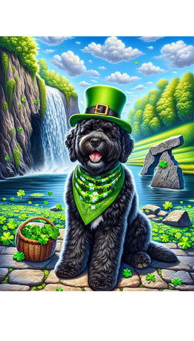 Portuguese Water Dog Black - Best of Breed DCR Saint Patricks Day Day Outdoor House and Garden Flag