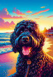 Portuguese Water Dog Black - Best of Breed DCR Summer Sunset Outdoor House and Garden Flag