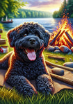 Portuguese Water Dog Black - Best of Breed DCR Summer Camping   Outdoor House and Garden Flag