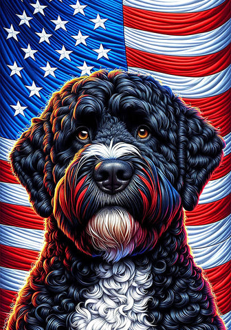 Portuguese Water Dog Black - Best of Breed DCR Patriotic III   Outdoor House and Garden Flag