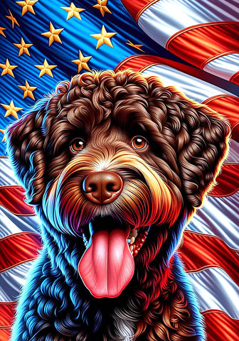 Portuguese Water Dog Brown - Best of Breed DCR Patriotic III   Outdoor House and Garden Flag
