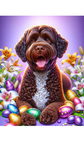 Portuguese Water Dog Brown - Best of Breed DCR Easter Holiday    Outdoor House and Garden Flag