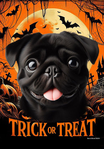 Pug  Black - Best of Breed  Halloween Outdoor House and Garden Flag