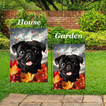 Pug  Black - Best of Breed  Fall Leaves Outdoor House and Garden Flag