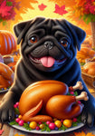 Pug Black - Best of Breed DCR Thanksgiving Outdoor House and Garden Flag