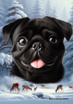 Pug  Black - Best of Breed  Winter Wonderland Outdoor House and Garden Flag