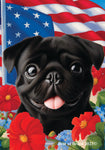 Pug  Black - Best of Breed  Patriotic I All-American Outdoor House and Garden Flag