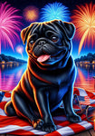 Pug Black - Best of Breed DCR July 4 Outdoor Flag