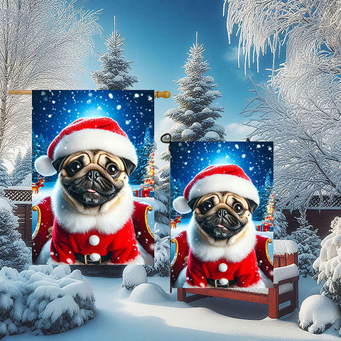 Pug Fawn - Best of Breed DCR Christmas Outdoor House and Garden Flag