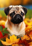 Pug Fawn - Best of Breed DCR Falling Leaves Outdoor Flag