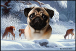 Pug  Fawn - Best of Breed Winter Wonderland Floor Mat Tufted Loop 18" x 27"