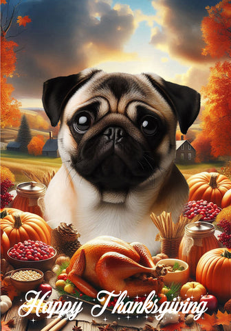 Pug  Fawn - Best of Breed  Thanksgiving Outdoor House and Garden Flag