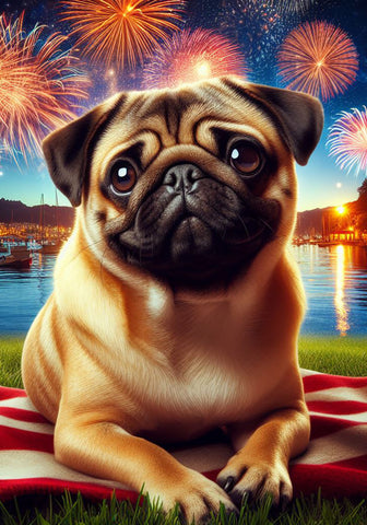 Pug Fawn - Best of Breed DCR July 4 Outdoor Flag