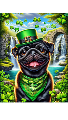 Pug Black - Best of Breed DCR Saint Patricks Day Day Outdoor House and Garden Flag