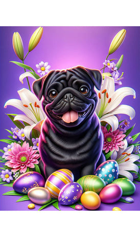 Pug Black - Best of Breed DCR Easter Holiday    Outdoor House and Garden Flag