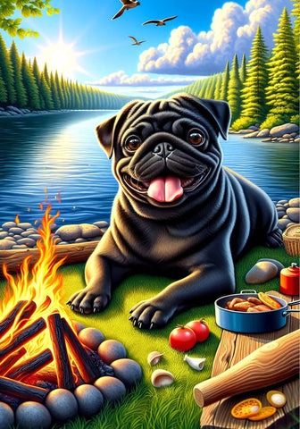 Pug Black - Best of Breed DCR Summer Camping   Outdoor House and Garden Flag