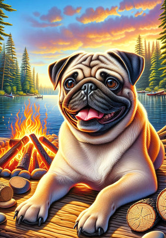 Pug Fawn - Best of Breed DCR Summer Camping   Outdoor House and Garden Flag