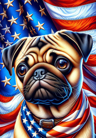 Pug Fawn - Best of Breed DCR Patriotic III   Outdoor House and Garden Flag