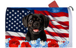 Puggle Black - Best of Breed Patriotic Mailbox Cover Hi-Grade Vinyl 6" x 19"