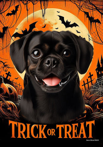 Puggle Black - Best of Breed  Halloween Outdoor House and Garden Flag