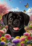 Puggle Black - Best of Breed  Spring Butterflies Outdoor House and Garden Flag