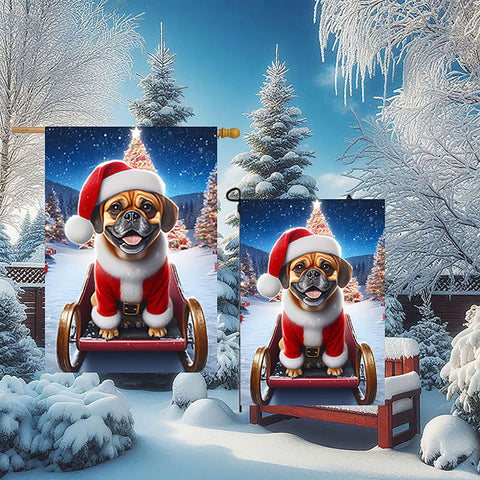 Puggle  Fawn - Best of Breed DCR Christmas Outdoor House and Garden Flag