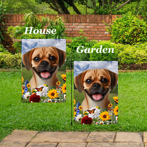 Puggle Fawn - Best of Breed  Summer Fields Outdoor House and Garden Flag