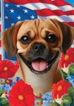 Puggle Fawn - Best of Breed  Patriotic I All-American Outdoor House and Garden Flag