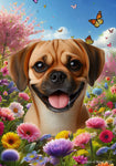 Puggle Fawn - Best of Breed  Spring Butterflies Outdoor House and Garden Flag