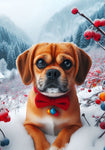 Puggle  Fawn - Best of Breed DCR Winter Berries Outdoor House and Garden Flag