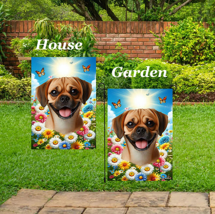 Puggle Fawn - Best of Breed  Summer Butterflies Outdoor House and Garden Flag