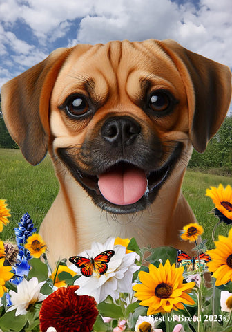 Puggle Fawn - Best of Breed  Summer Fields Outdoor House and Garden Flag