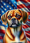 Puggle  Fawn - Best of Breed DCR Patriotic III   Outdoor House and Garden Flag