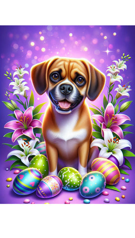 Puggle  Fawn - Best of Breed DCR Easter Holiday    Outdoor House and Garden Flag