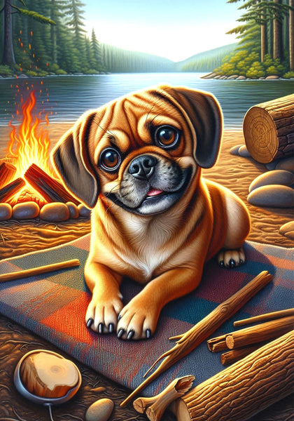 Puggle  Fawn - Best of Breed DCR Summer Camping   Outdoor House and Garden Flag