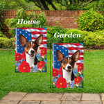 Rat Terrier Brown/White - Best of Breed  Patriotic I All-American Outdoor House and Garden Flag