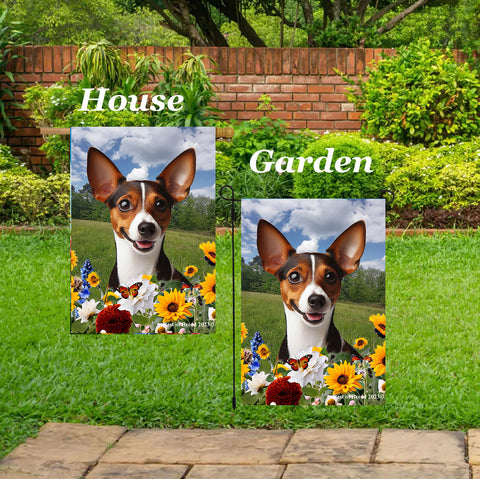 Rat Terrier Brown/White - Best of Breed  Summer Fields Outdoor House and Garden Flag