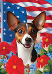 Rat Terrier Brown/White - Best of Breed  Patriotic I All-American Outdoor House and Garden Flag