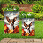 Rat Terrier Brown/White - Best of Breed  Fall Leaves Outdoor House and Garden Flag